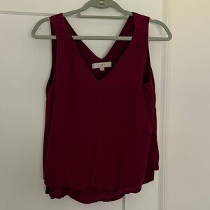 LOFT Burgundy V-Neck Tank Top